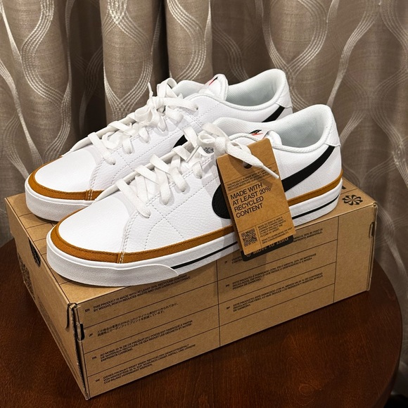 Nike Court Legacy Men’s Size US 11 Shoes DH3162 - 100 White Black Desert Ochre - Picture 2 of 7